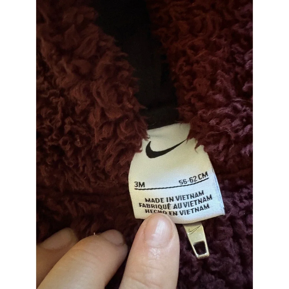 Nike Baby Sherpa Fleece Hooded Coverall Burgundy 3M 825664-292048